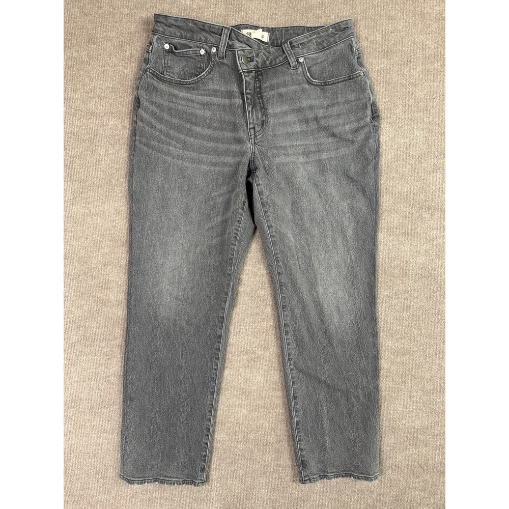 Madewell Curvy 90s Straight Jeans Womens 30P Washed Gray Crossover Waist Cropped